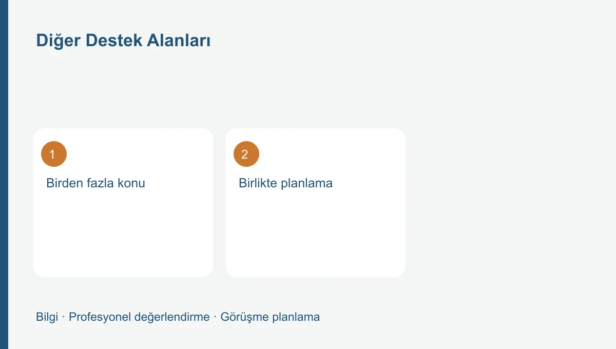 Diğer Destek Alanları Diğer Destek Alanları için üç başlığı gösteren bilgi şeması
